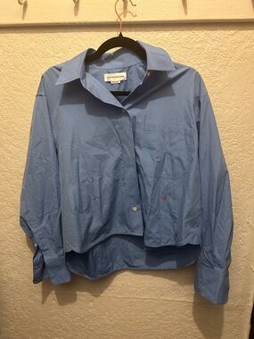 Victoria Beckham Sky Blue Relaxed Button-Front Shirt